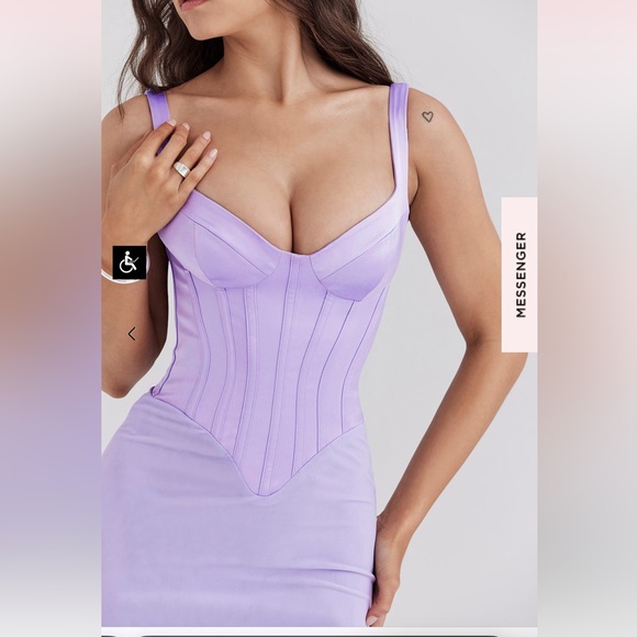 House of Cb - BREEZE, ORCHID SATIN CORSET MAXI DRESS (XS) - Picture 3 of 6